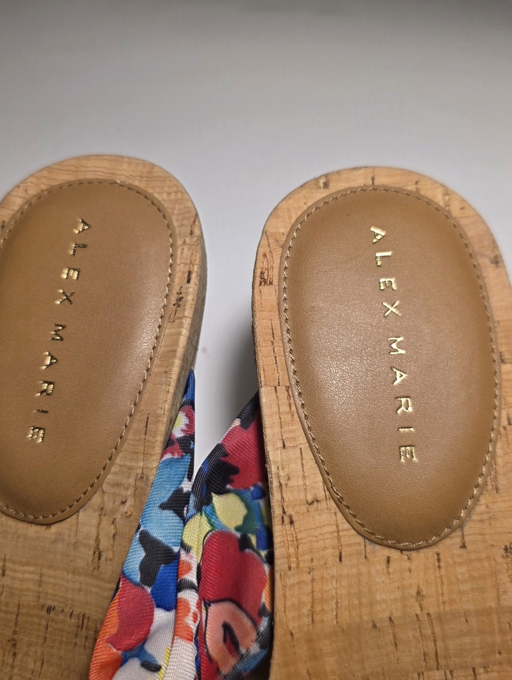 Alex Marie Benita Cork Wedge Floral Thong Sandals Flip Flop Colorful Shoes 10 - Picture 2 of 6
